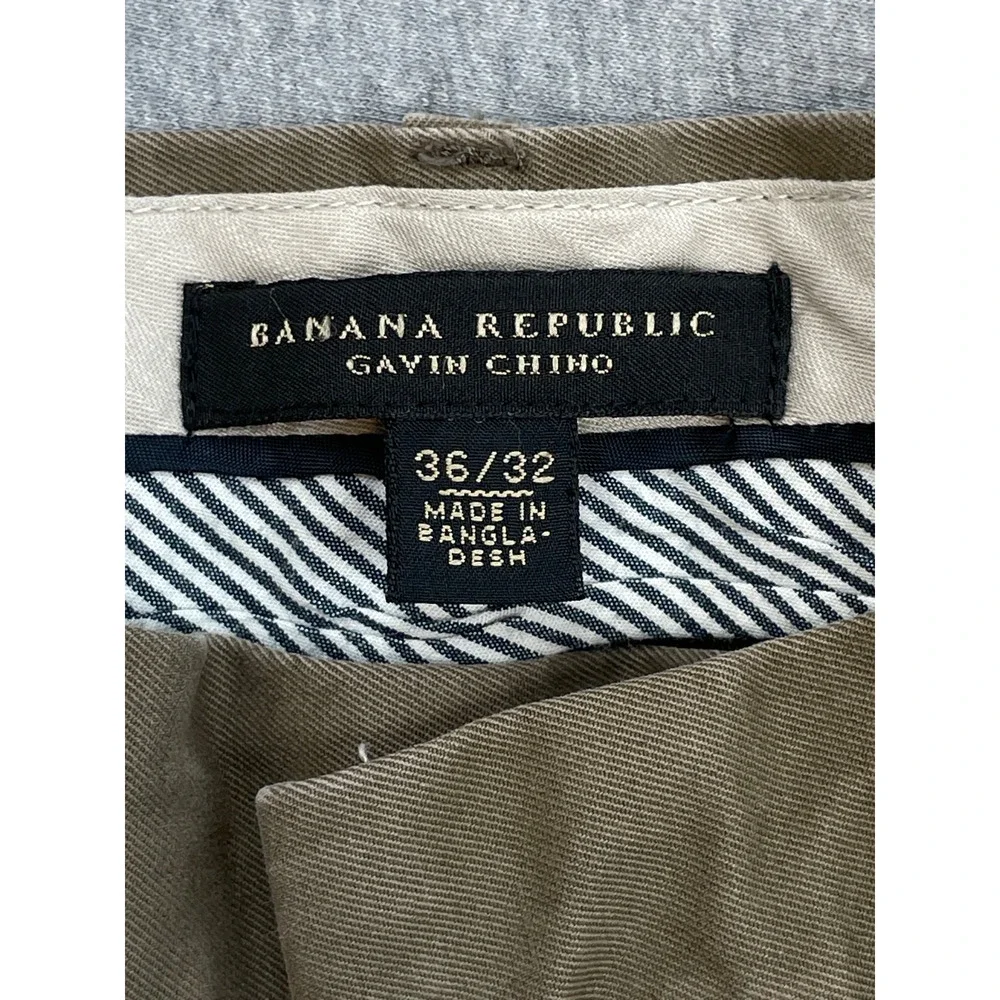 Banana Republic Pants Men 36 x 32 Brown 100% Cotton Stretch Slim Fit Gavin Chino